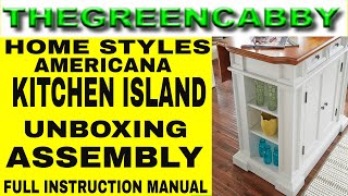 HOME STYLES KITCHEN ISLAND AMERICANA 5002 942 UNBOXING ASSEMBLY FULL INSTRUCTION MANUAL TIME LAPSE [upl. by Urbannal]