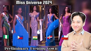 MISS UNIVERSE 2024  Preliminary Competition  Evening Gown Round  REACTION [upl. by Anirres]