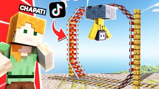 BUILDING A ROLLER COASTER WITH TIK TOK HACKS  MINECRAFT [upl. by Yelsa748]