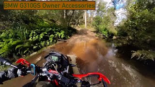 BMW G310GS Owner Accessories Tall Seat Hand Guards Heated Grips USB Akrpovic Givi Acerbis [upl. by Nisotawulo]