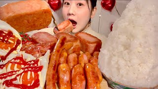 ASMR Spam Cheese Sausage Bacon【Mukbang Eating Sounds】【English subtitles】 [upl. by Florance94]