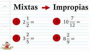 Conversión de fracciones mixtas a impropias Paso a paso En3Minutos [upl. by Cigam349]