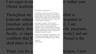 Letter of Application for College Admission letter letters college collegeadmissions [upl. by Atiran975]