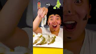 Chili sauce vs Wasabi sauce Emoji food Challenge  Raw shrimp Mukbang Funny Video shorts [upl. by Anhej350]