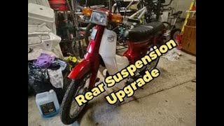 1986 Honda C90 Rear suspension upgrade and fitting the rear carrier and butty box [upl. by Shara]