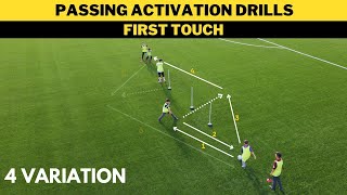 Passing Activation Drills  First Touch  4 Variation  FootballSoccer Training  U13 [upl. by Sidon]