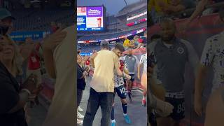 Heartwarming moment between Carles Gil and Revs fan James Thornby who’s been fighting Leukemia 💙 [upl. by Pejsach]