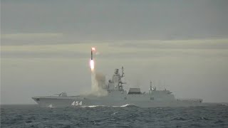 Russian Navy tests ZirconTsirkon Hypersonic Cruise Missile from Gorshkovclass Frigate [upl. by Yesak]