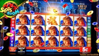 BIG WIN BONUS  ROMAN TRIBUNE amp LION FESTIVAL MONEY BLAST KONAMI 5c Slots [upl. by Noived]