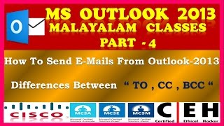 MICROSOFT OUTLOOK 2013 MALAYALAM  PART 4  How To Send EMails amp Differences Between quot To CC BCC quot [upl. by Tuneberg]