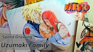 Speed Drawing  Uzumaki Family  Minato Kushina and Naruto [upl. by Malet]