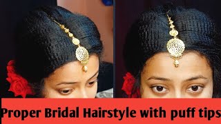 Bridal puff hairstyle with proper tips  Wedding Hairstyle for Bride [upl. by Enilehcim810]