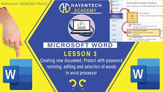 LESSON 3 Creating New Document Retrive And Protect Word Document With Password [upl. by Aurlie79]