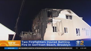 2 Firefighters Hurt Battling Brooklyn Blaze [upl. by Miner907]