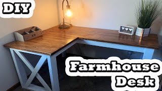 DIY  LShaped Farmhouse Desk [upl. by Nyloj]