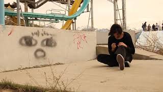 Skateboarder Attempts Nose Grind on Skateboard at Abandoned Waterpark  1521536 [upl. by Ativak835]