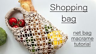 DIY Macrame tutorial Shopping bag  Net bag  Makramee markttasche  Torebka ze sznurka [upl. by Willow438]