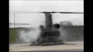 Ground Resonance Chinook CH47 Helicopter Test and Self Destructs with Rear View of Rotor Breaking [upl. by Immanuel]