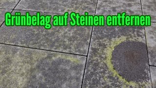 Grünbelag entfernen mit Wege und Fugenreiniger auf der Terrasse Pflastersteine reinigen [upl. by Gerladina]