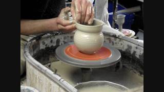 Throwing Making a simple small flattened clay pottery salt holder pot on the wheel [upl. by Initof]