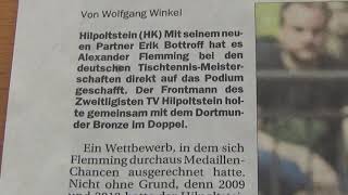 Flemming Bottroff Bronze bei NDM 2019 Wetzlar Tischtennisdoppel Lokalpresse Hilpoltstein [upl. by Azeria596]