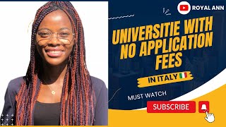 UNIVERSITIES IN ITALY WITH NO APPLICATION FEES Acceptance Rate and Scholarships Part 1 [upl. by Neill]