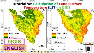 Calculation of Land Surface Temperature LST in QGIS [upl. by Nawuj]