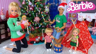 Barbie amp Ken Doll Family Christmas Decorating Routine [upl. by Kyrstin]