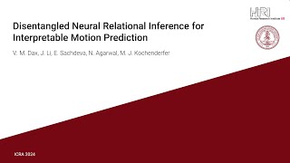 Disentangled Neural Relational Inference for Interpretable Motion Prediction [upl. by Rehotsirk]