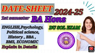 ba hons date sheet 2024  ba hons 1st semester date sheet exaplain in detail in hindi amp eng [upl. by Bolan]