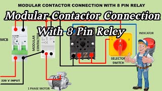 Modular contactor connection।modular contactor 8 pin timer connection wiring diagram। [upl. by Oniskey]