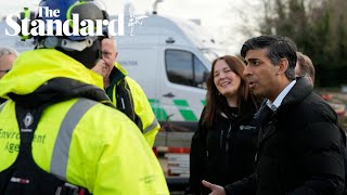 Prime Minister Rishi Sunak makes flooding visit in Oxford [upl. by Ihc328]