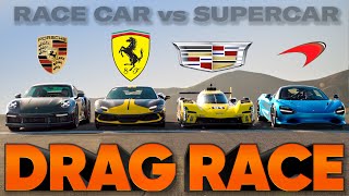 Cadillacs Le Mans Car Races Ferrari 296 McLaren 750S 911 Turbo S — Cammisa Ultimate Drag Race [upl. by Nylak]