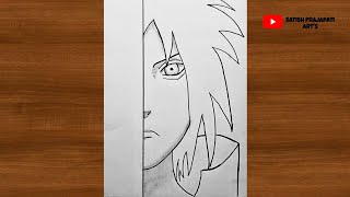 Madara half face drawing  how to draw madara half face  easy drawing [upl. by Norton]