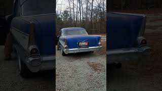 flowmaster flow fx mufflers sound on 57 chevy belair 350 sbc [upl. by Odraude78]