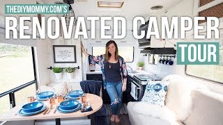 RENOVATED RV TOUR  Our DIY Camper  The DIY Mommy [upl. by Gerik]