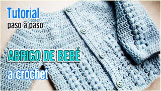 JERSEY CHAMBRITA O CHAQUETITA A CROCHET PARA BEBE  FACIL Y RAPIDO 0 A 3 MESES [upl. by Leynad]