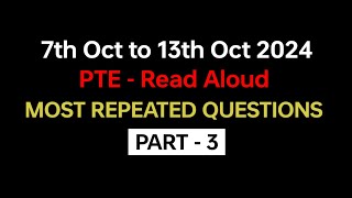 PTE Read Aloud Part3 Oct 2024  Exam Prediction  Read Aloud pte practice with answers pte [upl. by Fortunia]