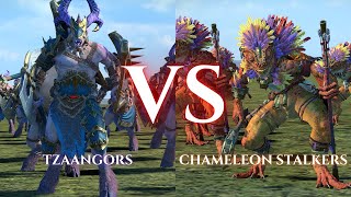 WARHAMMER III Total War  Tzaangors VS Chameleon Skinks [upl. by Mac]