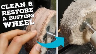 How To Restore a Buffing Wheel  Clean and remove caked up compound using a rake  KRVR Chef Knives [upl. by Annet287]