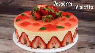 Classic STRAWBERRY FRAISIER Cake Recipe [upl. by Bathelda]