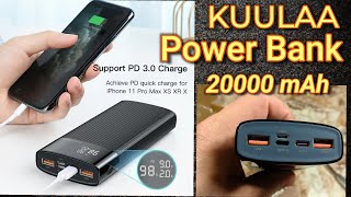 KUULAA power Bank 20000 mAh usb type C  Quick Charge 30 [upl. by Ynnij]