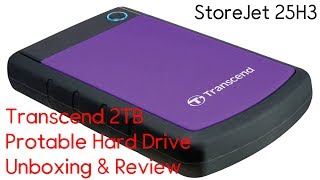 Transcend 2TB Shockproof Portable Hard Drive Unboxing amp Review StoreJet 25H3  2019 [upl. by Selima343]