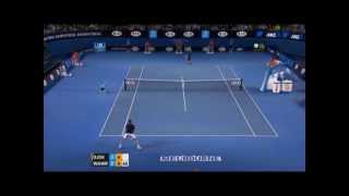 Wawrinka Djokovic big point screwed by linesman and Molina AO 2013 [upl. by Helbonna]