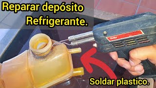 Reparar depósito de Anticongelante o Refrigerante sellar fuga con soldadura de plastico [upl. by Yraht]