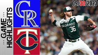 Colorado Rockies vs Minnesota Twins GAME HIGHLIGHTS TODAY September 30 2023 [upl. by Oeniri]