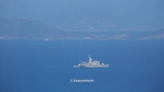 Hellenic Navy gunboat P266 HS Machitis patrolling Oinousses islands and Chios Strait [upl. by Conlin295]