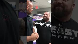 Brian Shaw Pushes Eddie Hall Through Store funny [upl. by Jopa]