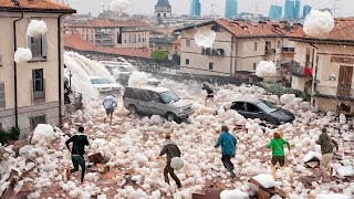 Storm Chaos in Spain Flood and 6inch hail hit cars and homes Europe is shocked [upl. by Airelav]