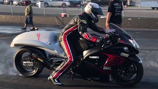 Clutch Problem Stock Hayabusa vs Stretched Hayabusa  Street Outlaw Motorcycle Drag Racing [upl. by Enomyar]